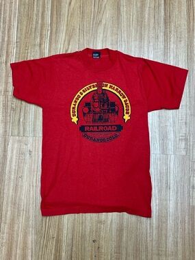 VTG Screen Stars Men's T-Shirt Durango Silverton Railroad Red Medium Made USA